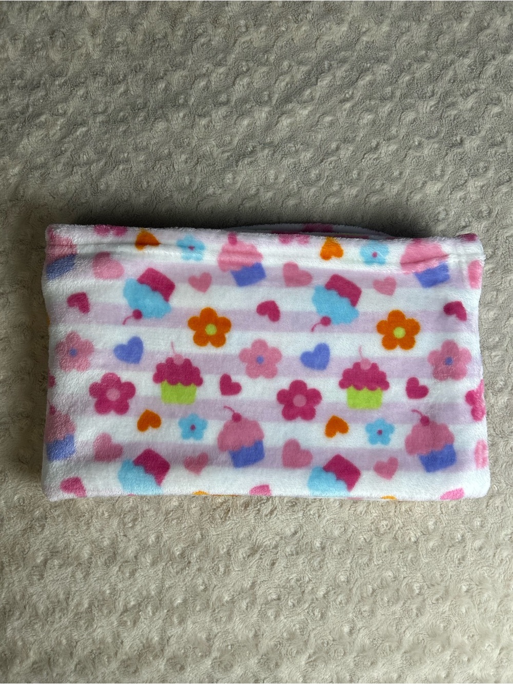Gentle Steps Cupcake Baby Blanket Pink White Stripe Floral Flowers Hearts Orange